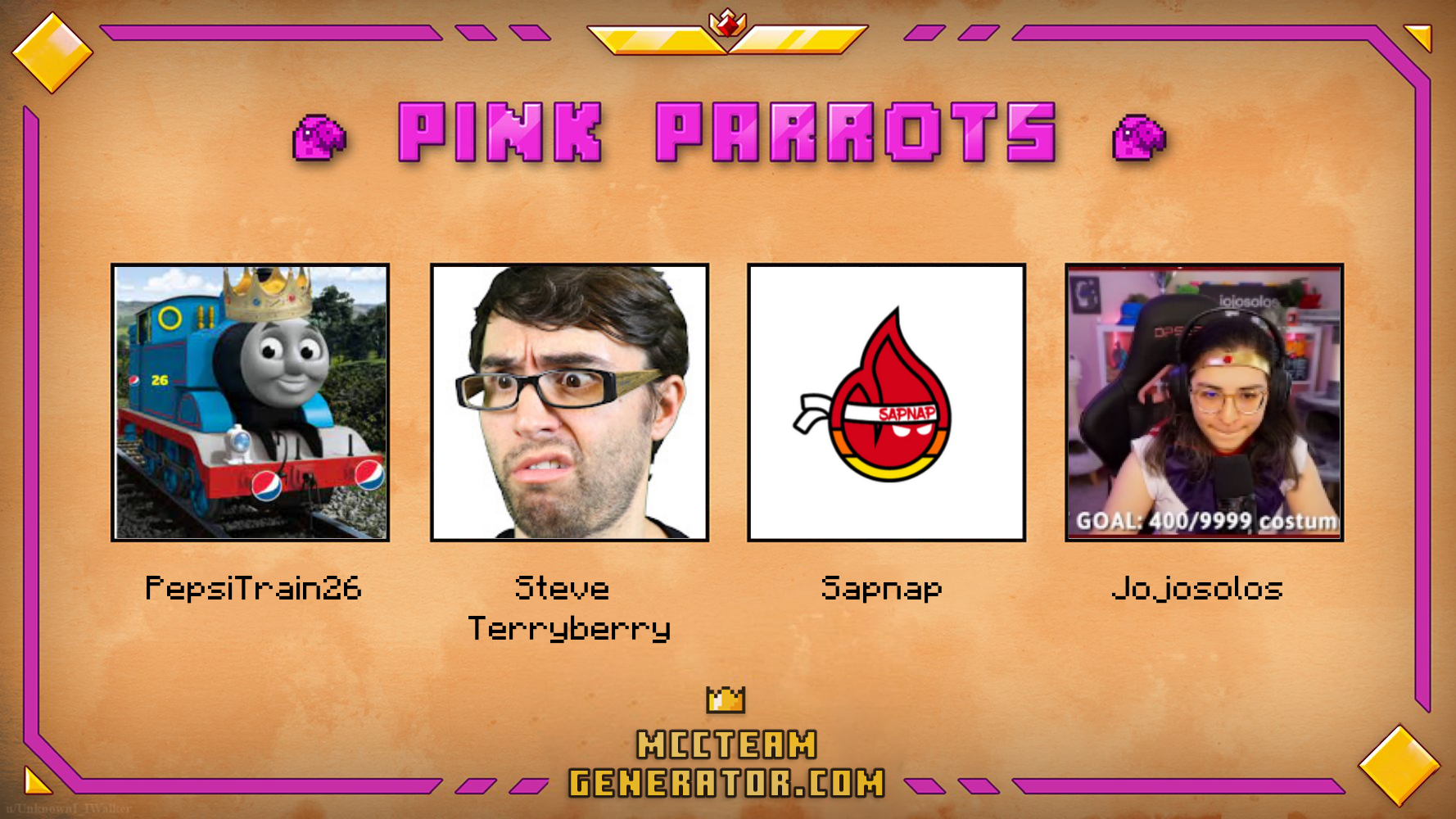 Sapnap MCC Twitch Rivals Pink Parrots 